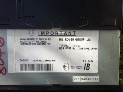 Rover 75/MG ZT - Auto-Rádio MG-Rover Original